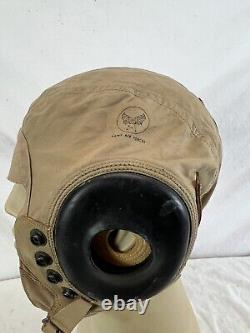 WW2 US Army Air Forces Pilots Summer Flight Helmet AN-H-15 1944 Medium Excellent