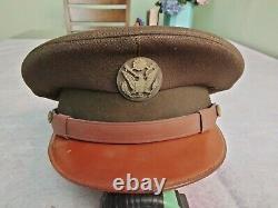 WW2 US Officer Visor Hat Army Air Force Crush Cap Pilot Original WWII