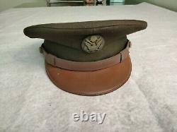 WW2 US Officer Visor Hat Army Air Force Crush Cap Pilot Original WWII