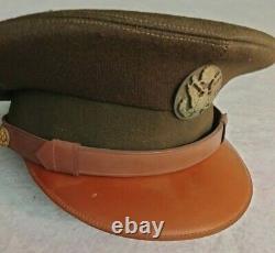 WW2 US Officer Visor Hat Army Air Force Crush Cap Pilot Original WWII