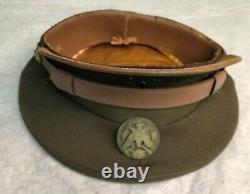 WW2 US Officer Visor Hat Army Air Force Crush Cap Pilot Original WWII