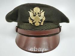 WW2 US soldier visor cap hat Army Air Corp force FLIGHT WEIGHTER Lewis crusher
