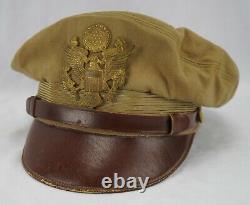 WW2 US visor cap Army Air Corp force crusher officer pin hat BANCROFT FLIGHTER