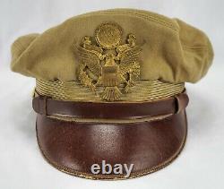 WW2 US visor cap Army Air Corp force crusher officer pin hat BANCROFT FLIGHTER