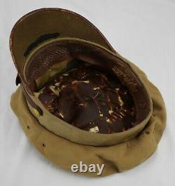 WW2 US visor cap Army Air Corp force crusher officer pin hat BANCROFT FLIGHTER