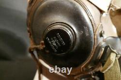 WW2 USAAF Army Air Forces A-11 Leather Flight Helmet, Oxygen, Goggles, & Comm