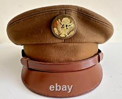 WW2 USAAF NCO's WOOL CAP. ORIGINAL GOVT ISSUE UNTOUCHED, O. D. + STRAP, SIZE 7