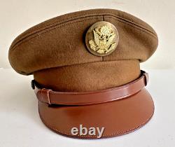 WW2 USAAF NCO's WOOL CAP. ORIGINAL GOVT ISSUE UNTOUCHED, O. D. + STRAP, SIZE 7