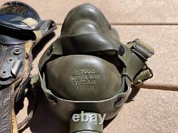 WW2 USAAF US Army Air Force Named Wired Flight Helmet Set Oxygen Mask Goggles