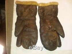 WW2 WWII USAAF US Army Air Force Leather Wool Pilot Gloves Type A-9A Large Tags