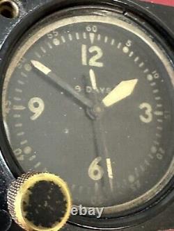 WWII 1942 US Army Air Force Waltham A-11 8Day Aircraft Cockpit Clock B17 B29 Run