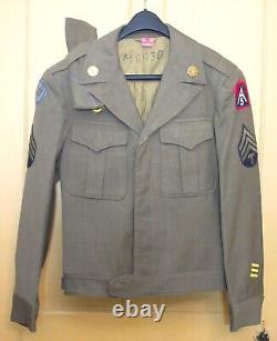 WWII Airman's Ike Jacket with15th Air Force / 5th Army Patches + ID'd Overseas Cap