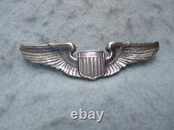 WWII Army Air Force Pilot Wings 3 Inch Jacket Insignia AE Co Sterling Marked WW2