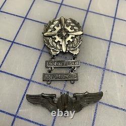 WWII Army Airforce Pin & Medal Sterling Silver Bomber WX Forecaster Observer