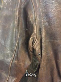 WWII Brown Leather Bomber Jacket Type A-2 US Army Air Force Aero Leather Size 36