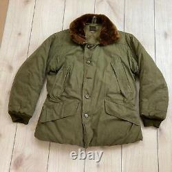 WWII Eddie Bauer B-9 US ARMY Air Force Quilted Fur Collar Down Size 38 Coat ODOR