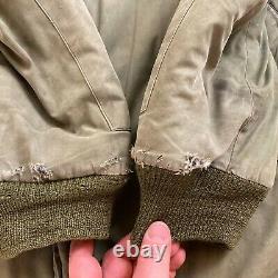 WWII Eddie Bauer B-9 US ARMY Air Force Quilted Fur Collar Down Size 38 Coat ODOR