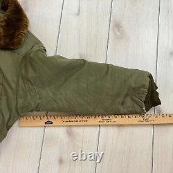 WWII Eddie Bauer B-9 US ARMY Air Force Quilted Fur Collar Down Size 38 Coat ODOR