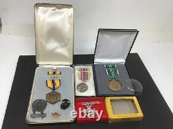 WWII & Later Medal Lot Army Air Forces AAF AP Airplane Mechanic USMC Merit Etc