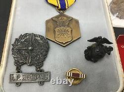 WWII & Later Medal Lot Army Air Forces AAF AP Airplane Mechanic USMC Merit Etc