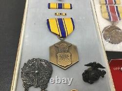 WWII & Later Medal Lot Army Air Forces AAF AP Airplane Mechanic USMC Merit Etc