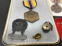 WWII & Later Medal Lot Army Air Forces AAF AP Airplane Mechanic USMC Merit Etc