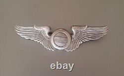 WWII Sterling 20g Original Army Airforce Observer Full Size 3 Wings Badge Pin