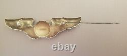 WWII Sterling 20g Original Army Airforce Observer Full Size 3 Wings Badge Pin