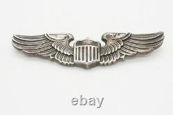 WWII Sterling Army Air Forces Pilot Full Size 3 Inch Wings Badge by Meyer