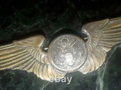 WWII U S Army Air Force Air Crew Commander Gold Wash On Sterling Silver Wings