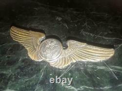 WWII U S Army Air Force Air Crew Commander Gold Wash On Sterling Silver Wings