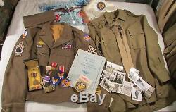 WWII US 8th 9th Army Air Force Uniform Grouping Ike Jacket Shirt Patch Photo Pin