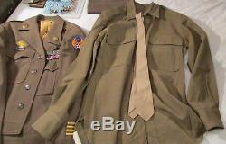 WWII US 8th 9th Army Air Force Uniform Grouping Ike Jacket Shirt Patch Photo Pin