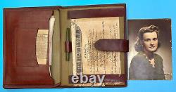 WWII US ARMY Air forces STATIONERY KIT 1944 Leather Organizer Photos Letters