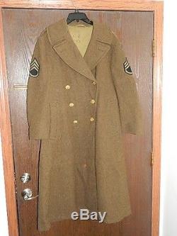 WWII US ARMY SERGEANT AIR FORCE THEATER WOOL TRENCH COAT JACKET With PATCHES 38R