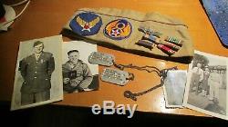 WWII US Army 8th Air Force Dog Tag Sterling Gunner Wings Uniform Patch Grouping