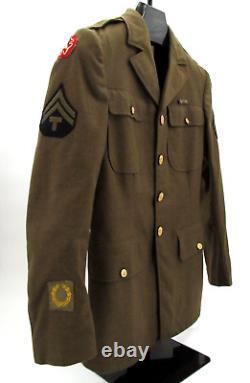 WWII US Army Air Corp Wool Jacket Olive 9th Army Utah Beach Northeast Europe 35L