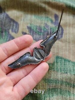 WWII US Army Air Corps Air Force AECO Sterling Silver Bomber Wings Pin
