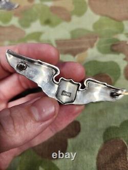 WWII US Army Air Corps Air Force Josten Sterling Silver Pilot Wings