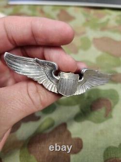 WWII US Army Air Corps Air Force Josten Sterling Silver Pilot Wings