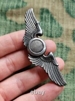WWII US Army Air Corps Air Force Observer Sterling Silver Wings Full Sized