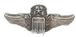 WWII US Army Air Force 2 COMMAND PILOT Pin Back Sterling Shirt Size Wings Pin