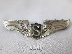 WWII US Army Air Force 3 Service Pilot Wing Clutchback Sterling Silver USAAF