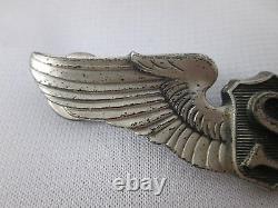 WWII US Army Air Force 3 Service Pilot Wing Clutchback Sterling Silver USAAF