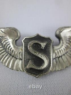 WWII US Army Air Force 3 Service Pilot Wing Clutchback Sterling Silver USAAF