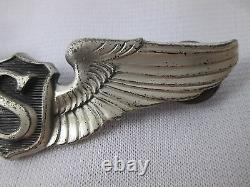 WWII US Army Air Force 3 Service Pilot Wing Clutchback Sterling Silver USAAF