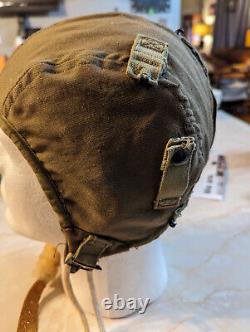 WWII US Army Air Force A-9 Cloth Flight Helmet, lot of 2