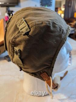 WWII US Army Air Force A-9 Cloth Flight Helmet, lot of 2