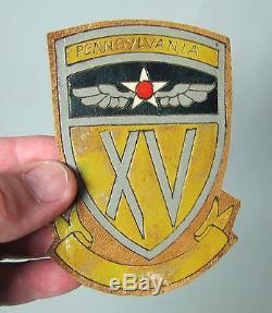 WWII US Army Air Force AAF Flight Squadron Patches Leather Theater Made Italian