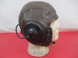 WWII US Army Air Force AAF Type A-11 Leather Flying Helmet Wired Size Medium